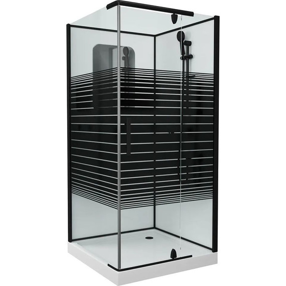 Душевое кабина Grossman Classic 90x90 см GR271QR, чёрный/узор - фото 