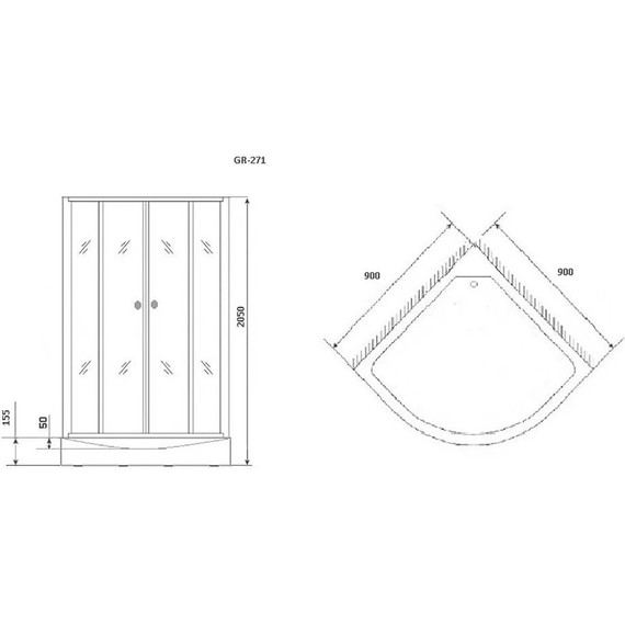 Душевое кабина Grossman Classic 90x90 см GR271, чёрный/узор - фото 6
