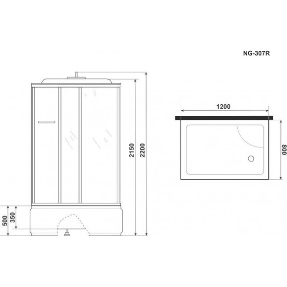 Гидробокс Niagara Ultra NG-307-01R 120x80 см, хром/прозрачное/матовое (безсиликоновая сборка) - фото 12
