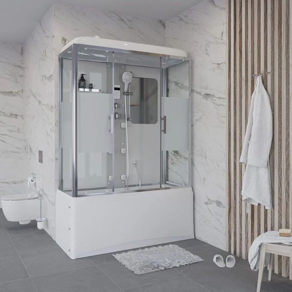 Гидробокс Niagara Ultra NG-3170-01 170x75 см, хром/прозрачное/матовое (безсиликоновая сборка) - фото 