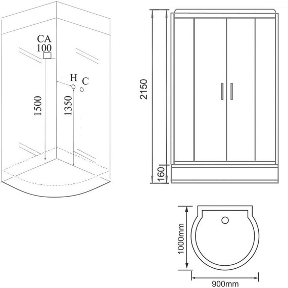 Гидробокс Grossman 90x100 см GR140, белый/прозрачное - фото 3