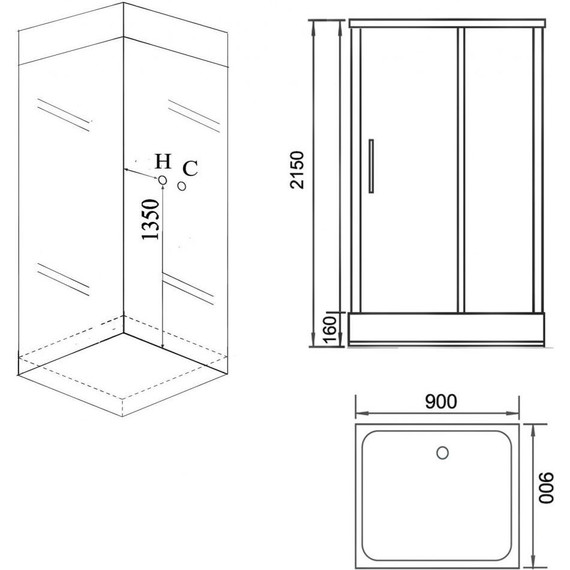 Душевое кабина Grossman 90x90 см GR161, белый/прозрачное - фото 3