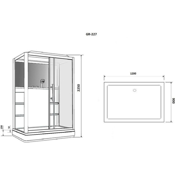 Гидробокс Grossman 90x120 см GR227R R, чёрный/прозрачное - фото 9