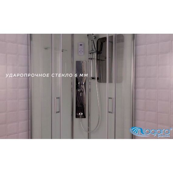 Гидробокс Niagara Premium NG-6002-01GD 100x100 см, хром/прозрачное (безсиликоновая сборка) - фото 8