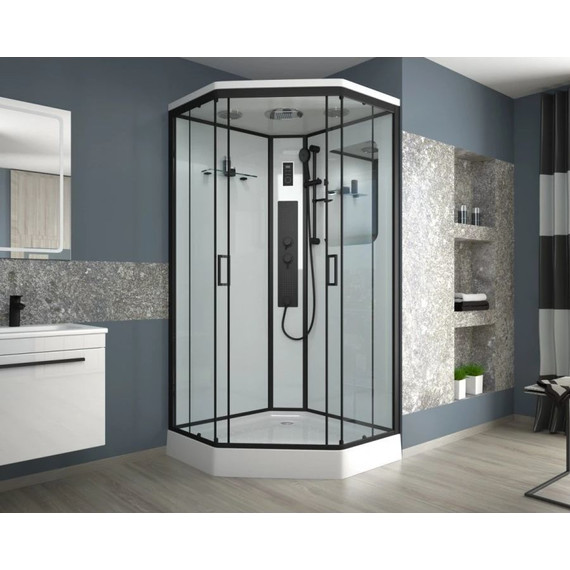 Гидробокс Niagara Premium NG-6901-01GD BLACK 90x90 см, черный/тонированное (безсиликоновая сборка) - фото 