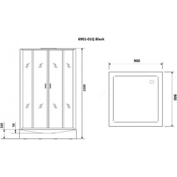 Душевая кабина Niagara Premium NG-6901-01Q BLACK 90x90 см, черный/тонированное (безсиликоновая сборка) - фото 11