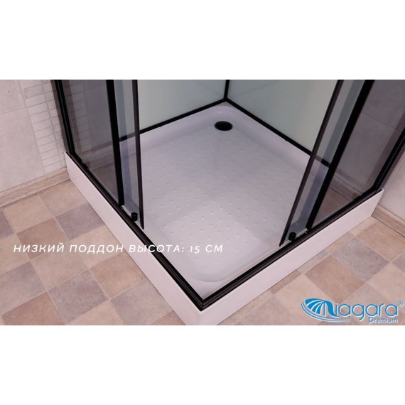 Душевая кабина Niagara Premium NG-6902-01Q BLACK 100x100 см, черный/тонированное (безсиликоновая сборка) - фото 3