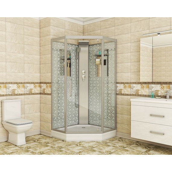 Душевая кабина Niagara Luxe NG-7717WBK 100x100 см, серебро/прозрачное - фото 