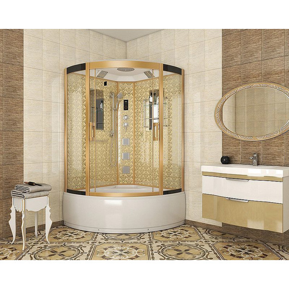 Гидробокс Niagara Luxe NG-7744G 120x120 см, золото/прозрачное - фото 