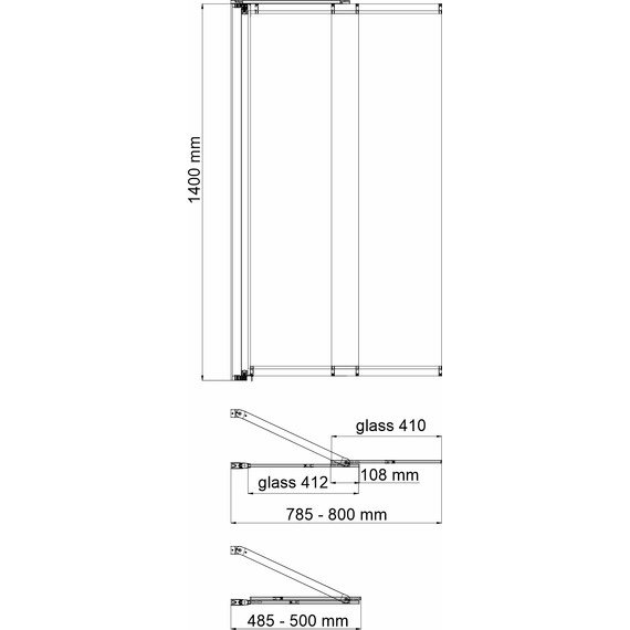 Шторка для ванны WasserKraft Dill 80 см 61S02-80 Fixed, черный/прозрачное - фото 2