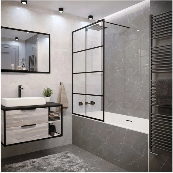 Шторка для ванны Grossman 900х1500 мм GR-10590BLACK, чёрный/прозрачное - фото 2