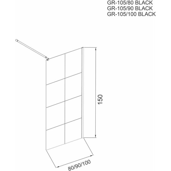 Шторка для ванны Grossman 900х1500 мм GR-10590BLACK, чёрный/прозрачное - фото 3