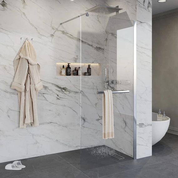 Душевая перегородка Niagara Nova 100 см NG-661-10 с кронштейном, хром/прозрачное - фото 