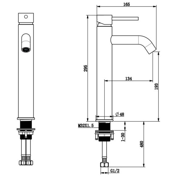 Смеситель для раковины высокий Bronze de Luxe Scandi 1452B, черный матовый, Цвет производителя: чёрный матовый - фото 12