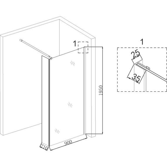 Душевая перегородка Niagara Nova 90 см NG-664-90 с кронштейном, хром/прозрачное - фото 4