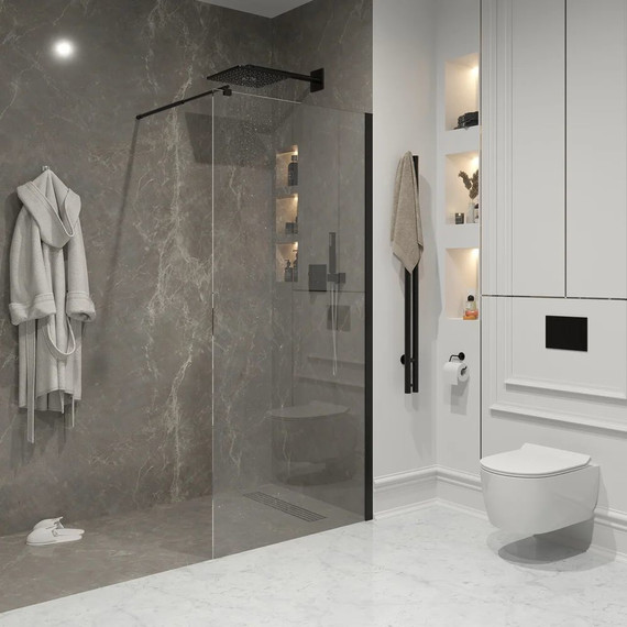 Душевая перегородка Niagara Nova 70 см NG-683-70BLACK с кронштейном, черный/прозрачное - фото 