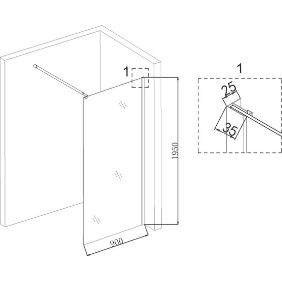 Душевая перегородка Niagara Nova 90 см NG-683-90BLACK с кронштейном, черный/прозрачное - фото 4