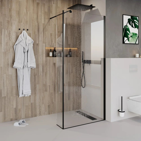 Душевая перегородка Niagara Nova 110 см NG-684-11BLACK с кронштейном, черный/прозрачное - фото 