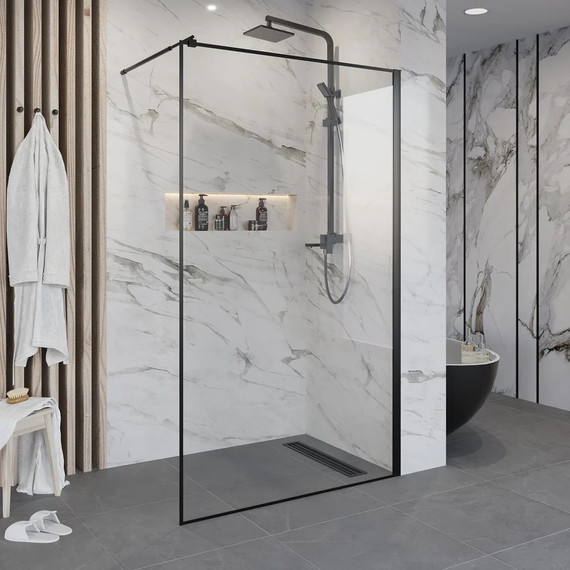 Душевая перегородка Niagara Nova 120 см NG-687-12BLACK с кронштейном, черный/прозрачное - фото 