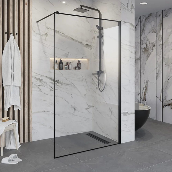 Душевая перегородка Niagara Nova 90 см NG-687-90BLACK с кронштейном, черный/прозрачное - фото 