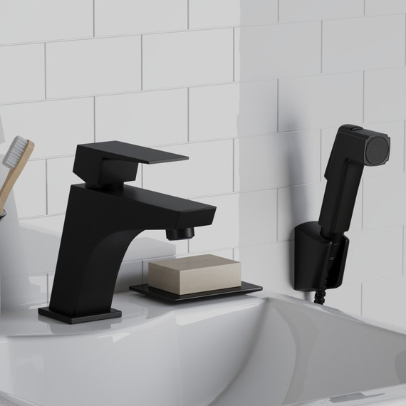 Смеситель для раковины с гигиеническим душем Paini Torre 98YO205/574, черный - фото 2