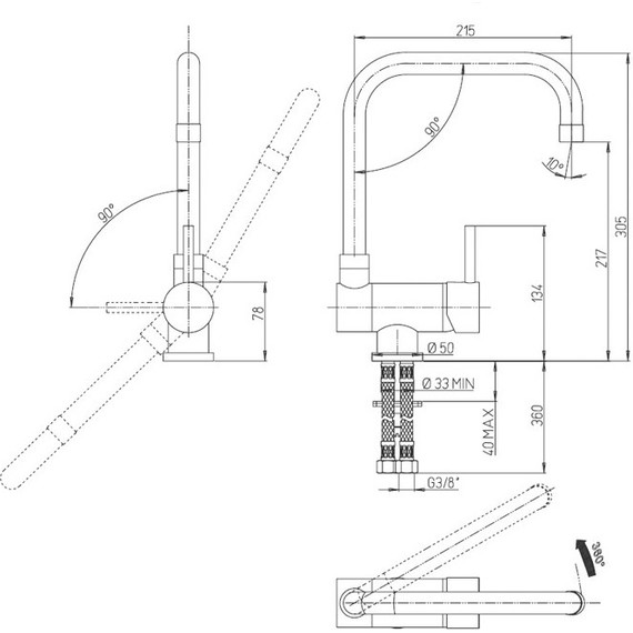 Смеситель для кухни Paini Cox 78CR582KM - фото 4