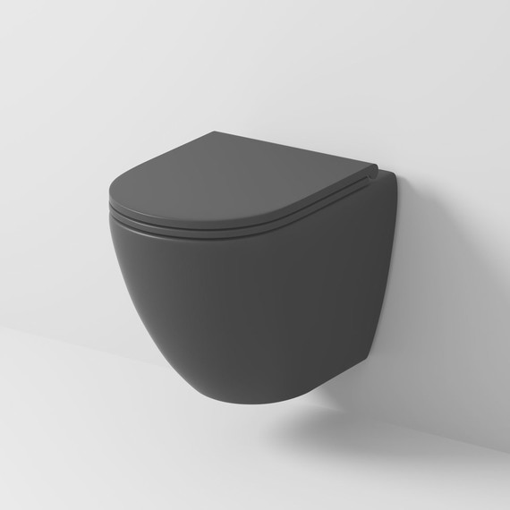 Унитаз подвесной безободковый Grossman GR-4455BMSQ с тонкой крышкой микролифт (система смыва Торнадо) чёрный матовый - фото 6