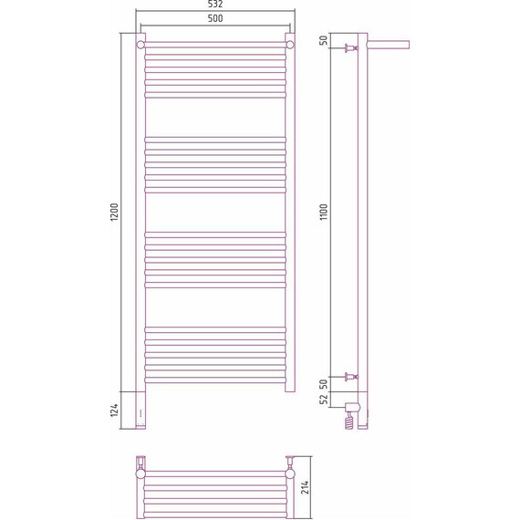 Полотенцесушитель электрический Сунержа Богема с полкой 3.0 П20 1200x500 мм (прямая перемычка) 00-5806-1250 L - фото 5