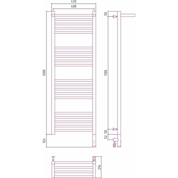 Полотенцесушитель электрический Сунержа Богема с полкой 3.0 П20 1200x400 мм (прямая перемычка) 00-5807-1240 R - фото 6