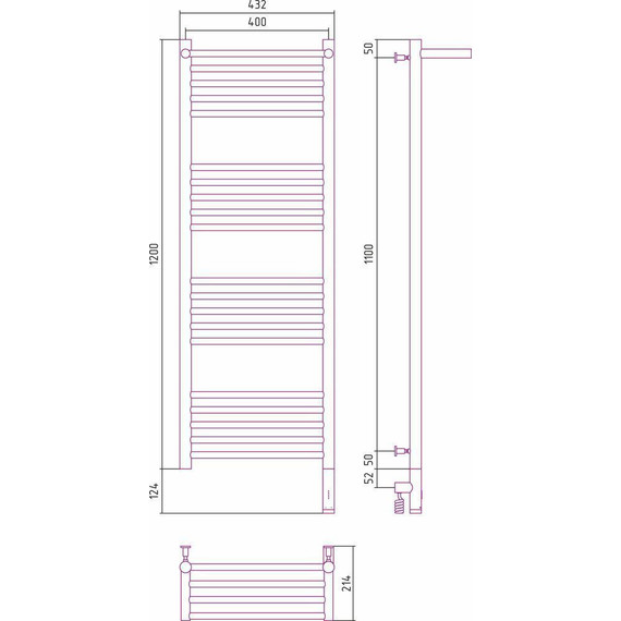 Полотенцесушитель электрический Сунержа Богема с полкой 3.0 П20 1200x400 мм (прямая перемычка) 15-5807-1240 R, тёмный титан муар - фото 5