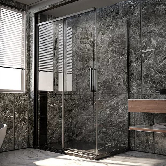 Душевое ограждение Veconi Premium Trento 150x80 см PTC40-SP-15080-GR-01-C4 (стекло 8 мм), графит/прозрачное - фото 