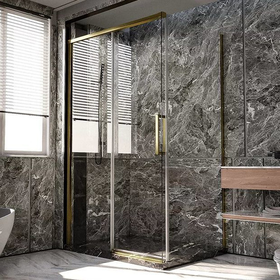 Душевое ограждение Veconi Premium Trento 150x80 см PTC40-SP-15080-G-01-C4 (стекло 8 мм), золото/прозрачное - фото 