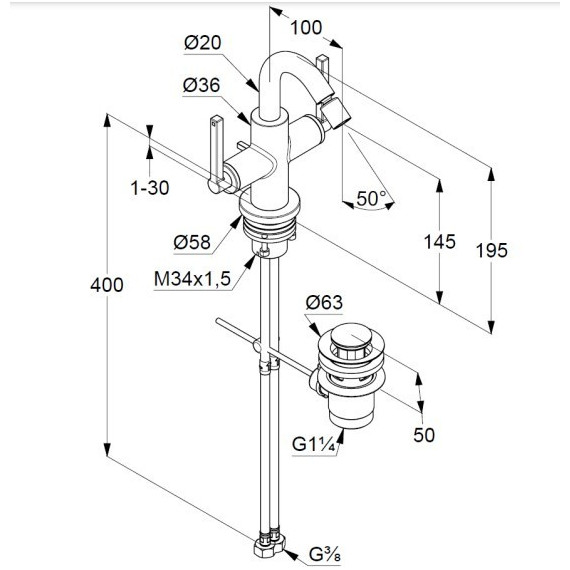 Смеситель для биде Kludi Nova Fonte Puristic 203133915, черный матовый - фото 2
