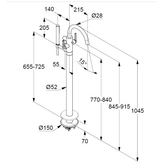 Смеситель для ванны Kludi Nova Fonte Puristic 205900515 - фото 3