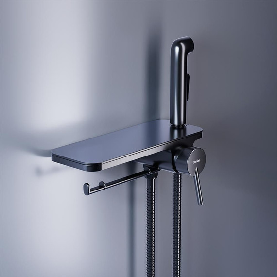 Набор для гигиенического душа Damixa Jupiter с полкой 773500301, черный - фото 4