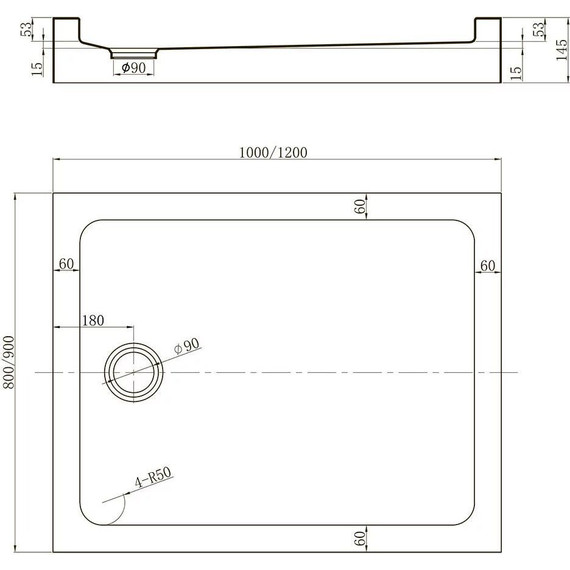 Поддон Veconi Tezeo 120x80 см TZ54-12080-C5 - фото 2