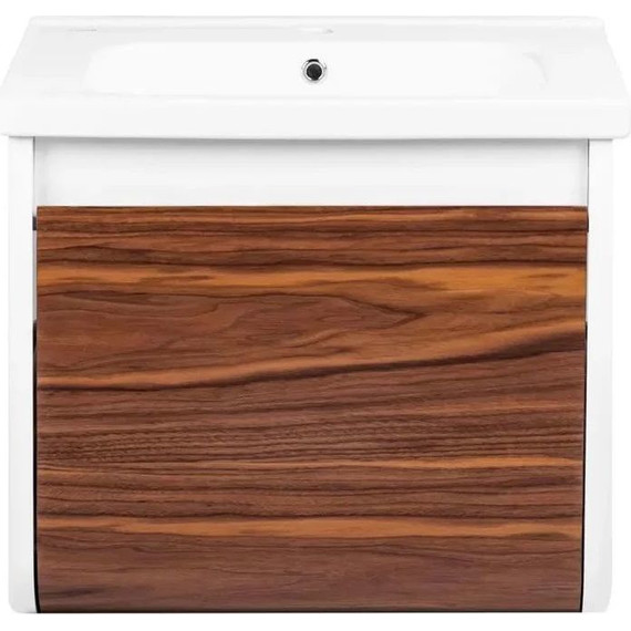 Тумба подвесная с раковиной Pestan Vision 60 см VSN600T-CR (раковина Creavit 60) дуб орех/белый - фото 3