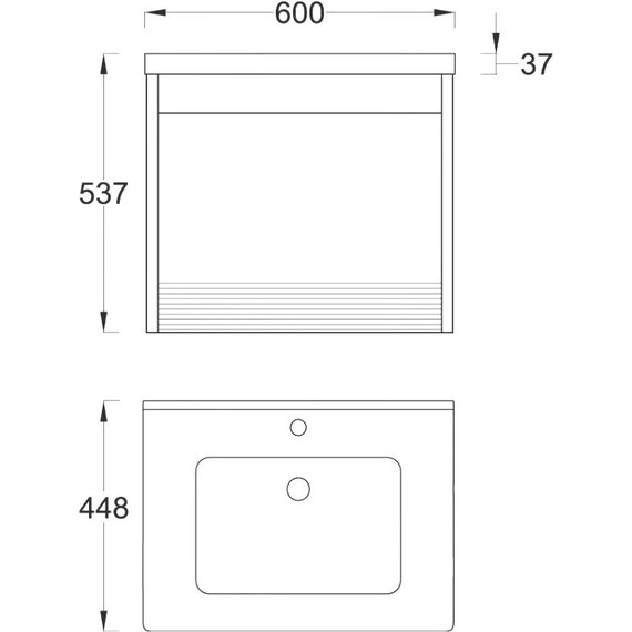 Тумба подвесная с раковиной Pestan Vision 60 см VSN600T-CR (раковина Creavit 60) дуб орех/белый - фото 6