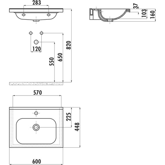 Тумба подвесная с раковиной Pestan Vision 60 см VSN600T-CR (раковина Creavit 60) дуб орех/белый - фото 7