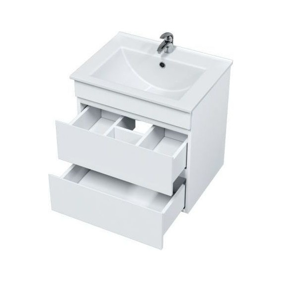 Тумба подвесная с раковиной Mirsant Next 60/2 см (раковина Next 60), белый - фото 3