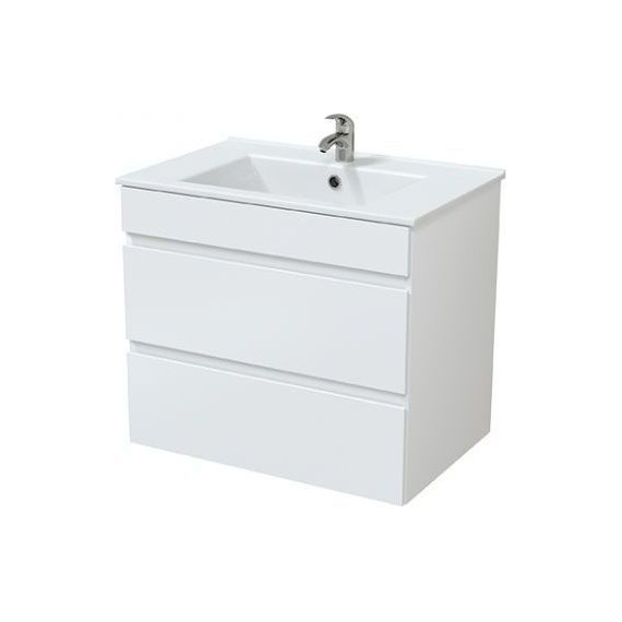 Тумба подвесная с раковиной Mirsant Next 70/2 см с доводчиком (раковина Next 70), белый - фото 