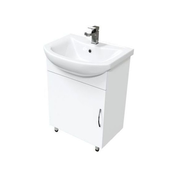 Тумба напольная с раковиной Mirsant Лайт 60 см, белый (тумба идёт в разобранном виде) - фото 
