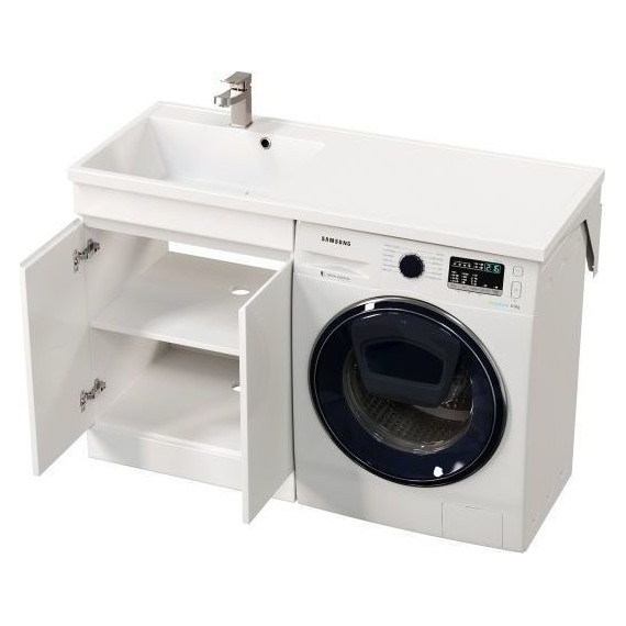 Тумба напольная с раковиной-столешницей Mirsant Next 120 см L (раковина Fly2) белый - фото 4