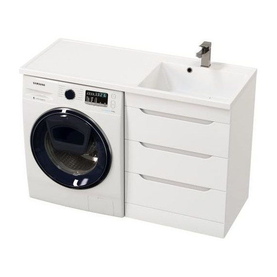 Тумба напольная с раковиной Mirsant Soho quadro 120 см R (раковина Fly2), белый - фото 4