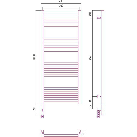 Полотенцесушитель электрический Сунержа Модус 3.0 П16 1000x400 мм 071-5700-1040 L, сатин - фото 5