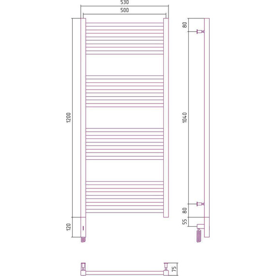 Полотенцесушитель электрический Сунержа Модус 3.0 П20 1200x500 мм 31-5700-1250 L, чёрный матовый - фото 5