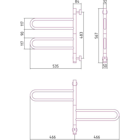 Полотенцесушитель электрический Сунержа Парео 4.0-2С П4 570х530 мм 12-0823-0567, белый - фото 5