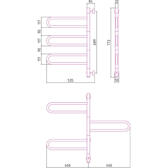 Полотенцесушитель электрический Сунержа Парео 4.0-3С П6 770х530 мм 020-0823-0773, шампань - фото 4