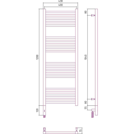 Полотенцесушитель электрический Сунержа Модус 3.0 П20 1200x400 мм 071-5700-1240 L, сатин - фото 5