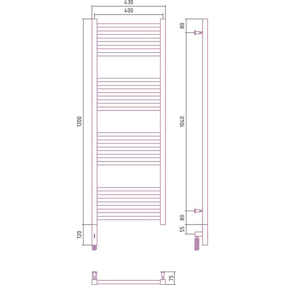 Полотенцесушитель электрический Сунержа Модус 3.0 П20 1200x400 мм 31-5700-1240 L, чёрный матовый - фото 5